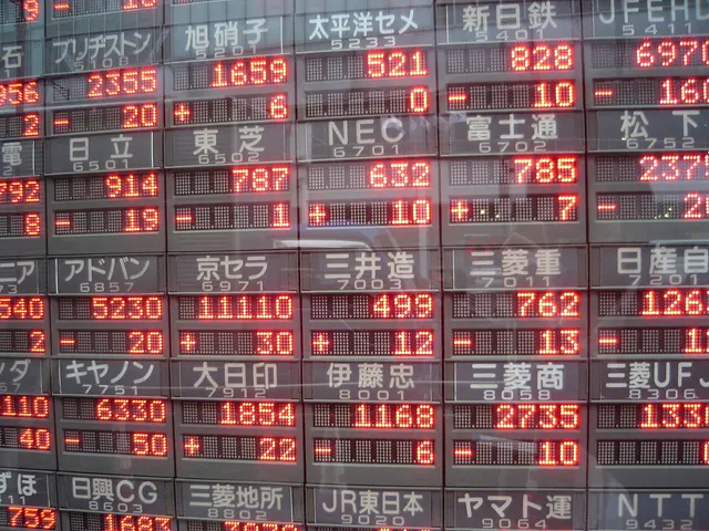 Photograph: Electronic stock board in Yaesu, Tokyo 2007.