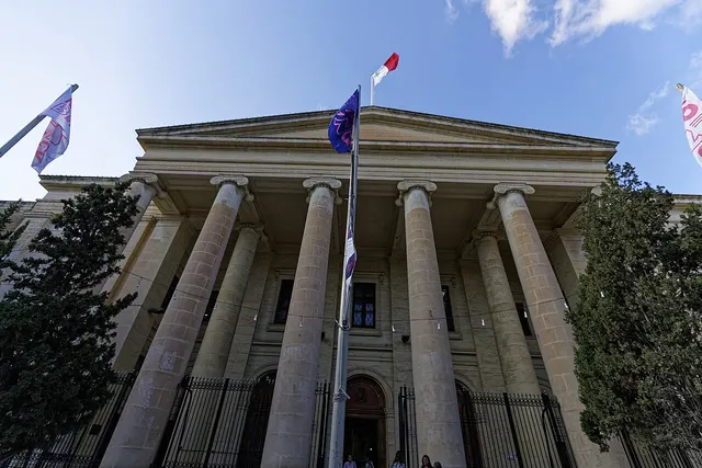 Photograph: Malta Valletta Republic Street Courts of Justice Building.