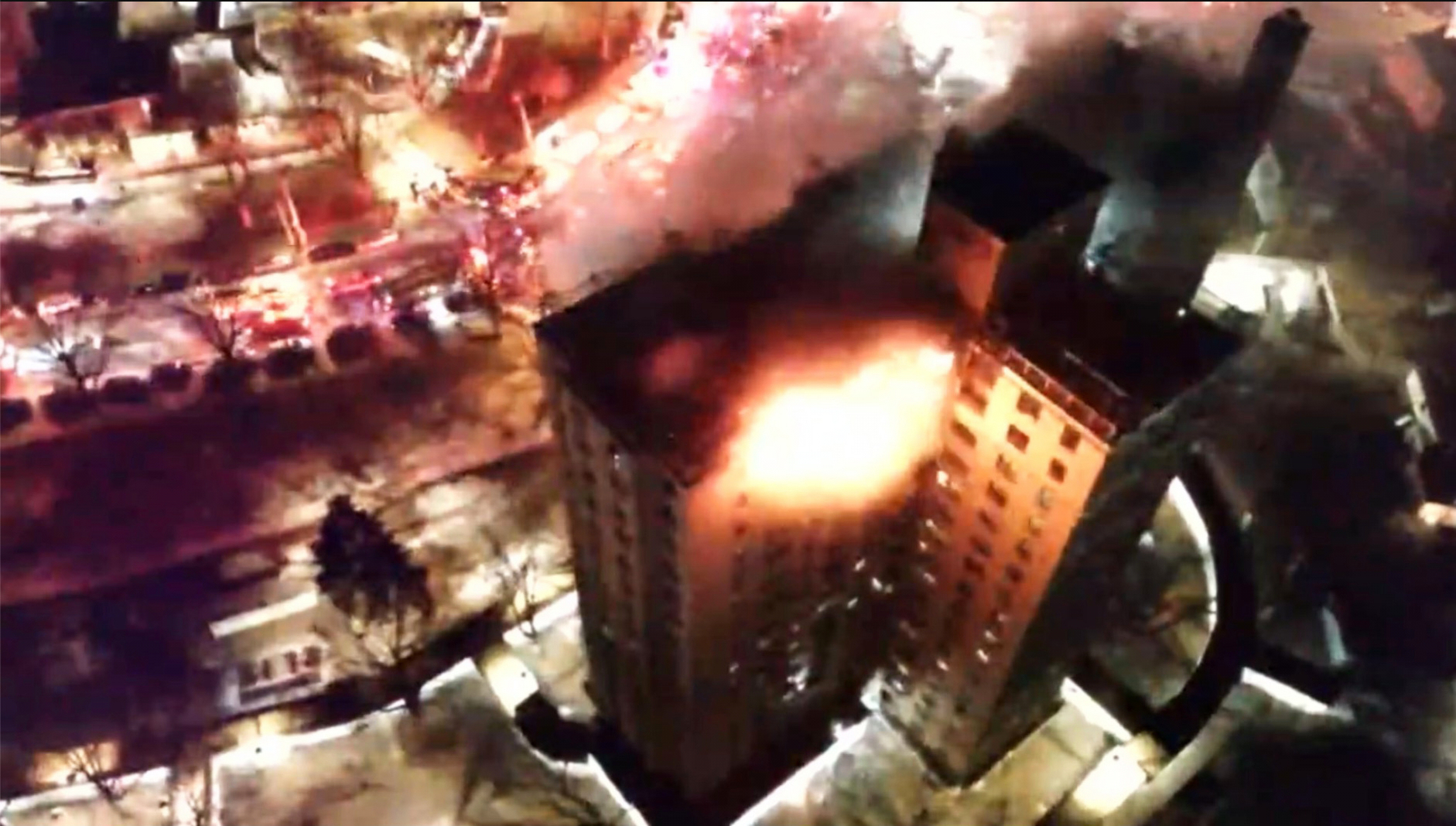 Gas Explosion Starts Fire On High-Rise’s Top Floors Gas Explosion Starts Fire On High-Rise’s Top Floors