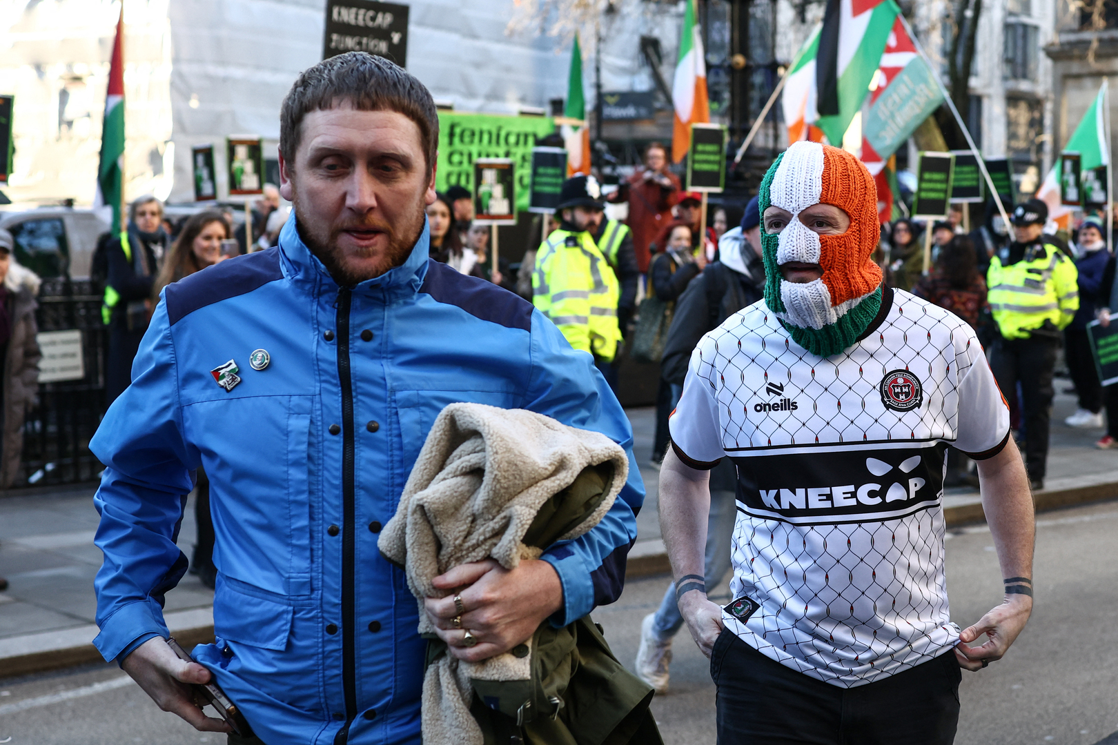 Kneecap’s pro-Palestine supporters protest court appeal Kneecap’s pro-Palestine supporters protest court appeal