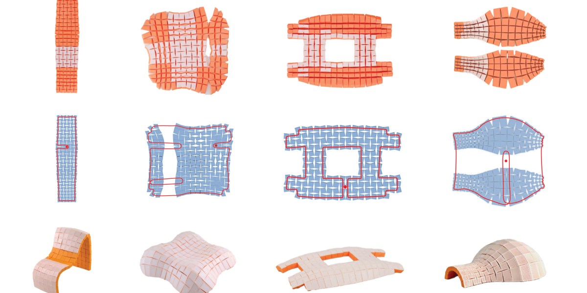 Just pull a string to turn these tile patterns into useful 3D structures Just pull a string to turn these tile patterns into useful 3D structures